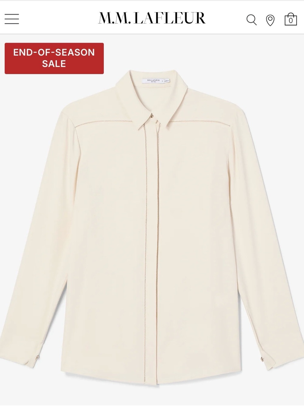 MM Lafleur Women's Cream Button-Down Collar Shirt